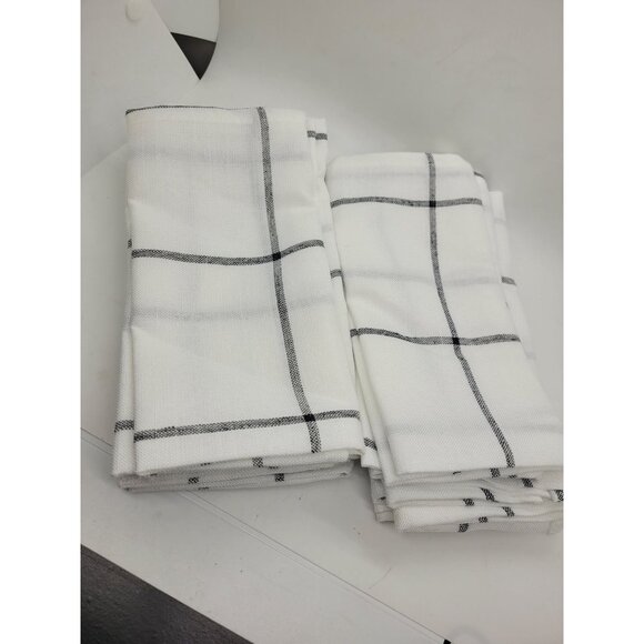 Laura Ashley 12-Piece Black White Check Plaid Poly Napkin Set NEW cottage core - Picture 7 of 7